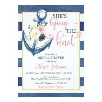 Nautical She's Tying The Knot Bridal Shower (p/s) Invitation Front View