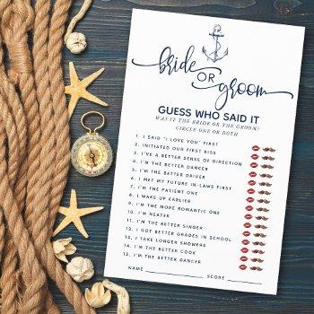 nautical who said it bridal shower games