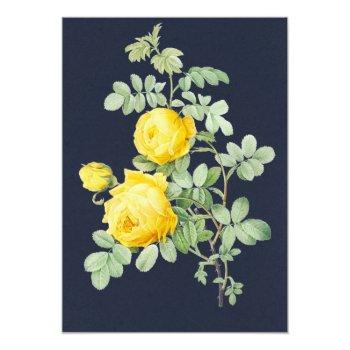 Navy And Yellow Rose Romantic Spring Wedding Invitation Front View