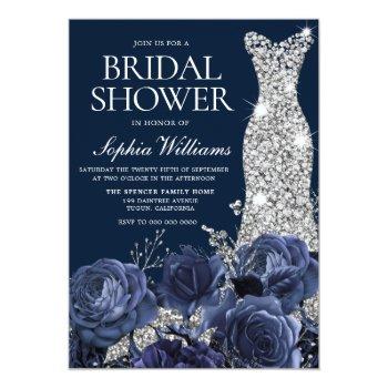 Navy Blue Diamond Wedding Dress Front View