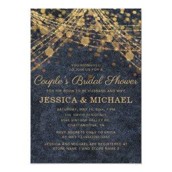 Navy Blue Gold String Light Couple's Front View