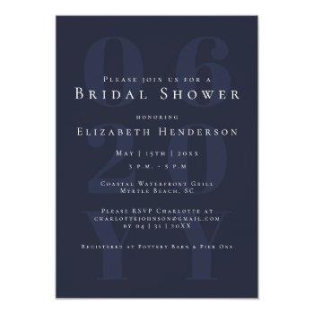 Navy Blue Minimalist Bold Type Front View