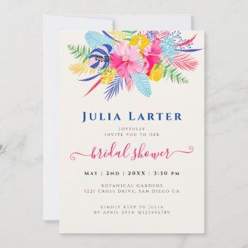 navy blue pink wild rainforest bridal shower invitation