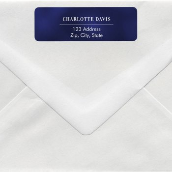 navy blue white return address label