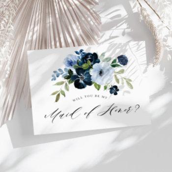 navy light blue maid of honor proposal card