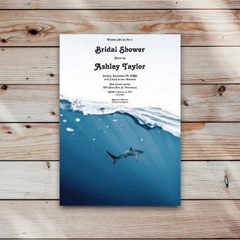 navy underwater shark nautical beach bridal shower invitation