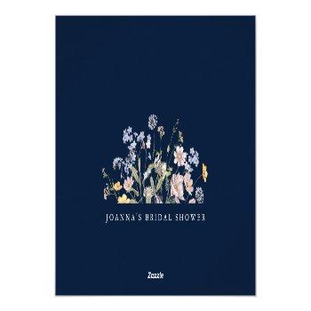 Navy Wildflower Meadow Garden Bridal Shower Thank You Card Front View