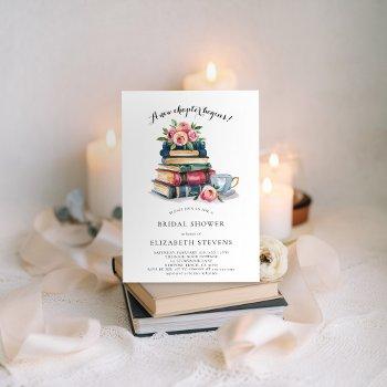 new chapter book lover bookworm chic bridal shower invitation