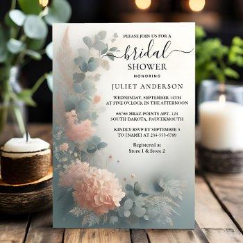 new eucalyptus lace tulle dusty blue bridal shower invitation