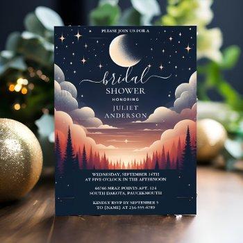 new night sunset moon cloud twilight bridal shower invitation