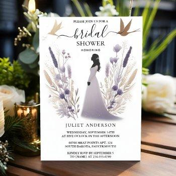 new plum fall summer lavender sage bridal shower invitation