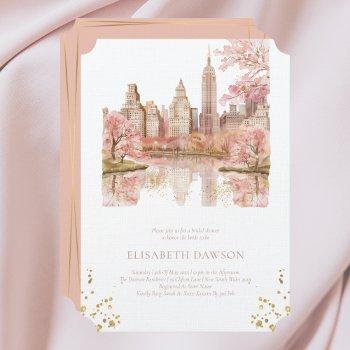 new york destination bridal shower dusty pink invitation