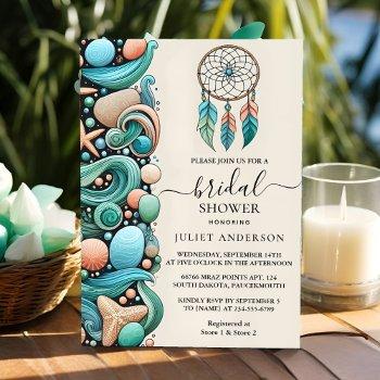 now aqua sand work stacked sea glass bridal shower invitation