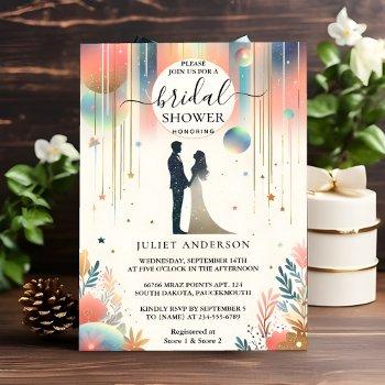 now glam bright pastel ombre glitter bridal shower invitation