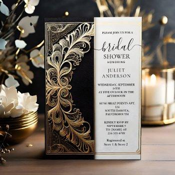 now lace floral gold foil embossed bridal shower invitation