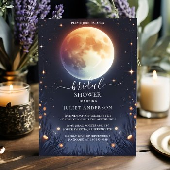 now night sunset moon cloud twilight bridal shower invitation