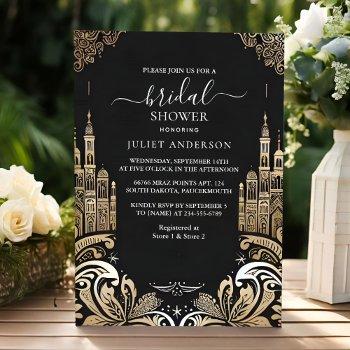 now retro arabic exotic bold damask bridal shower invitation