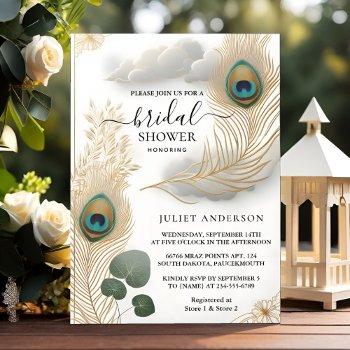 now rustic asian sky cloud peacock bridal shower invitation