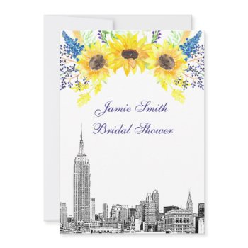nyc skyline esb etch sunflower #2 bridal shower invitation