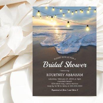 ocean beach seaside lights bridal shower invitation