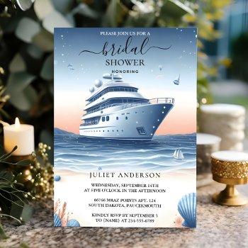 of knot boat ship navy blue nautical bridal shower invitation