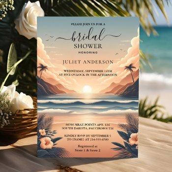 of summer ocean sea beach blue water bridal shower invitation