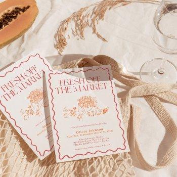 off the market bridal shower, farmer's market invitation