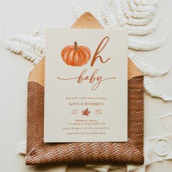 oh baby pumpkin modern fall baby shower  invitation