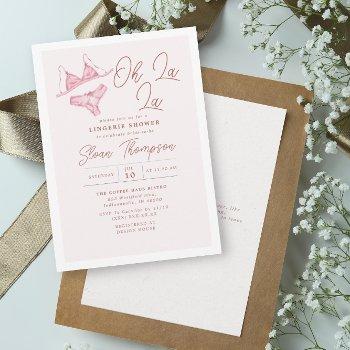 oh la la blush lingerie blush bridal shower invitation