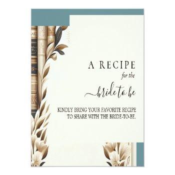 Old English Retro Book Club Cover Bridal Shower Enclosure Card Front View