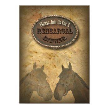 Old Western Cowboy Country Rehearsal Dinner Invite Front View