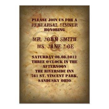 Old Western Cowboy Country Rehearsal Dinner Invite Front View