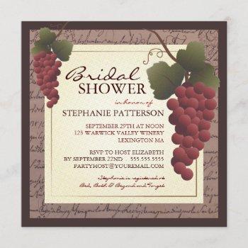 old world grapevine wine bridal shower invitation