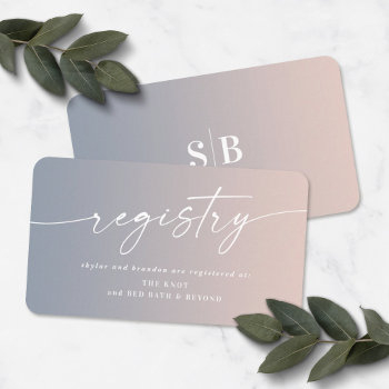 ombre blue & pink wedding shower gift registry enclosure card