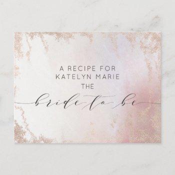 ombre blush pink frosted bride to be recipe card