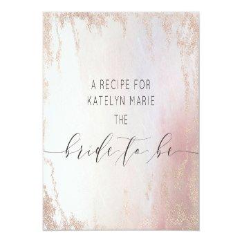 Ombre Blush Pink Frosted Bride To Be Recipe Card Front View