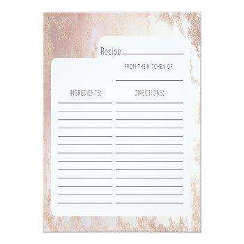 Ombre Blush Pink Frosted Bride To Be Recipe Card Front View