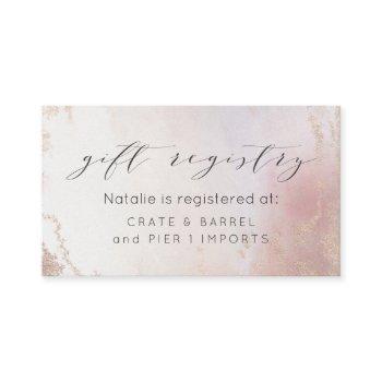 ombre blush pink frosted foil shower gift registry enclosure card