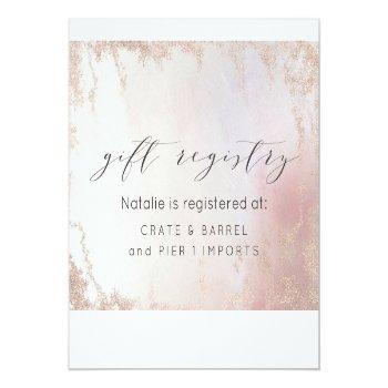 Ombre Blush Pink Frosted Foil Shower Gift Registry Enclosure Card Front View