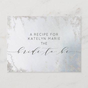 ombre dusty blue frosted bride to be recipe card