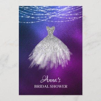 *~* ombre glitter bridal shower gown bridal dress invitation