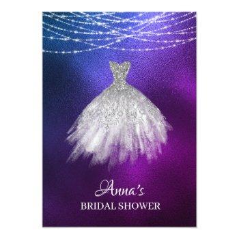 *~* Ombre Glitter Bridal Shower Gown Bridal Dress Invitation Front View