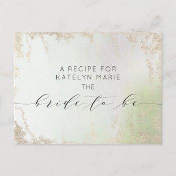 ombre spring green gold bride to be recipe card