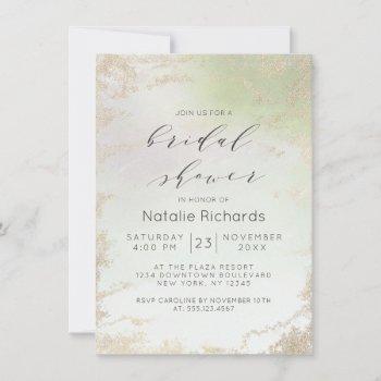 ombre spring green gold foil frosted bridal shower invitation