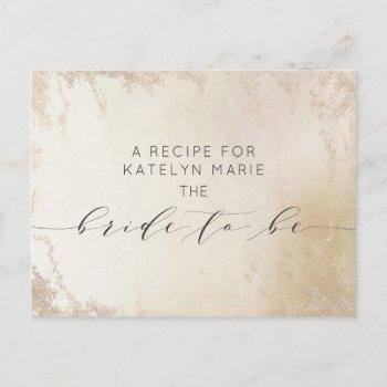 ombre yellow gold frosted bride to be recipe card