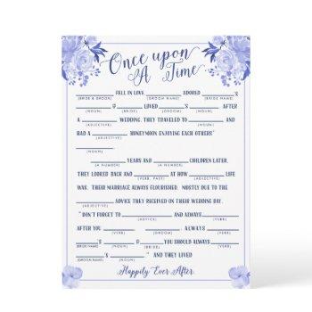 once upon a time love story bridal libs game blue invitation