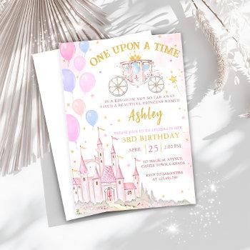 once upon a time magical princess castle birthday invitation