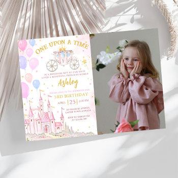 once upon a time magical princess castle birthday invitation