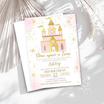 once upon a time princess castle girl birthday invitation