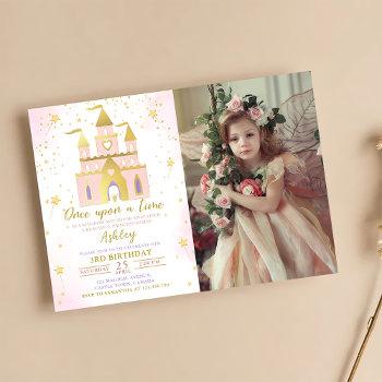 once upon a time princess castle girl birthday invitation